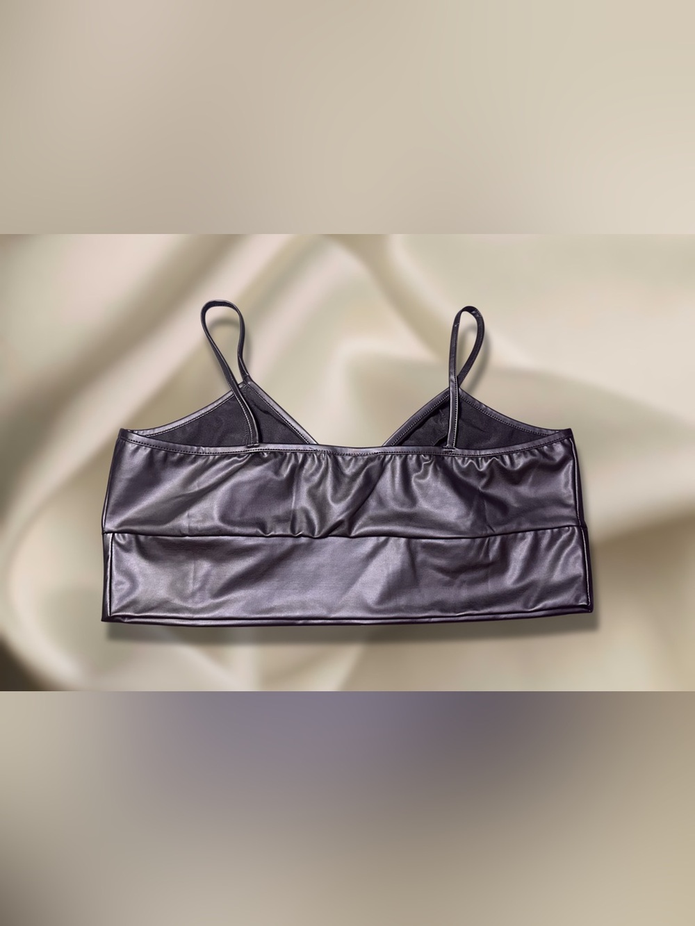 Pebby Forevee Black Faux Leather Look Brami Crop - Picture 2 of 4